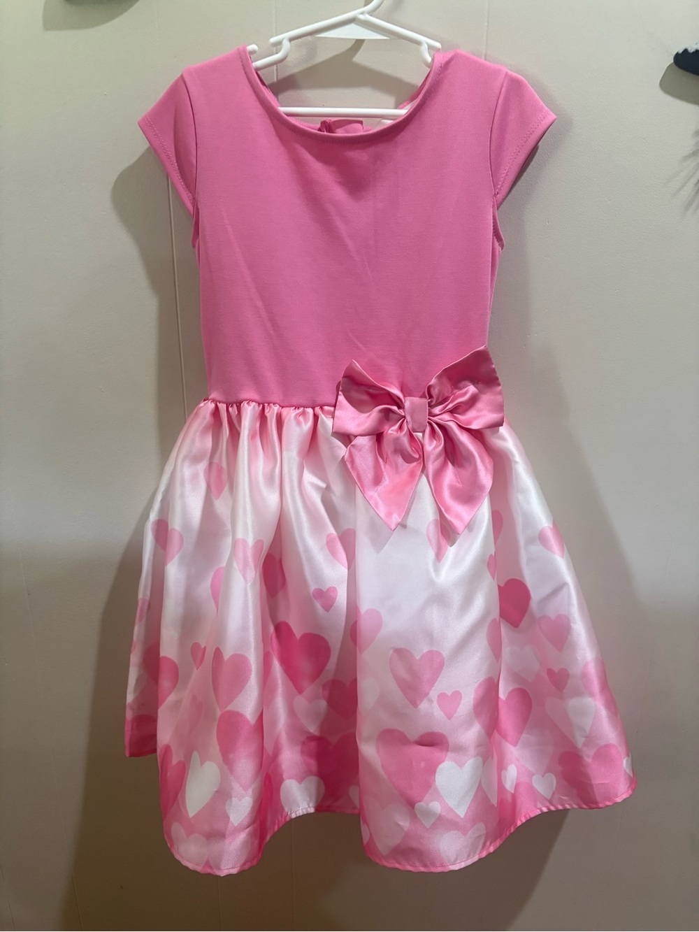 H&M Pink Heart-Print Dress with Satin Bow
